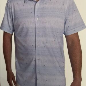 Men's Rev3 Light Blue patterned Performance Polo Stretch New Medium